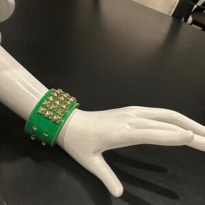 Matt Bernson Green Bracelet with Gold Studs